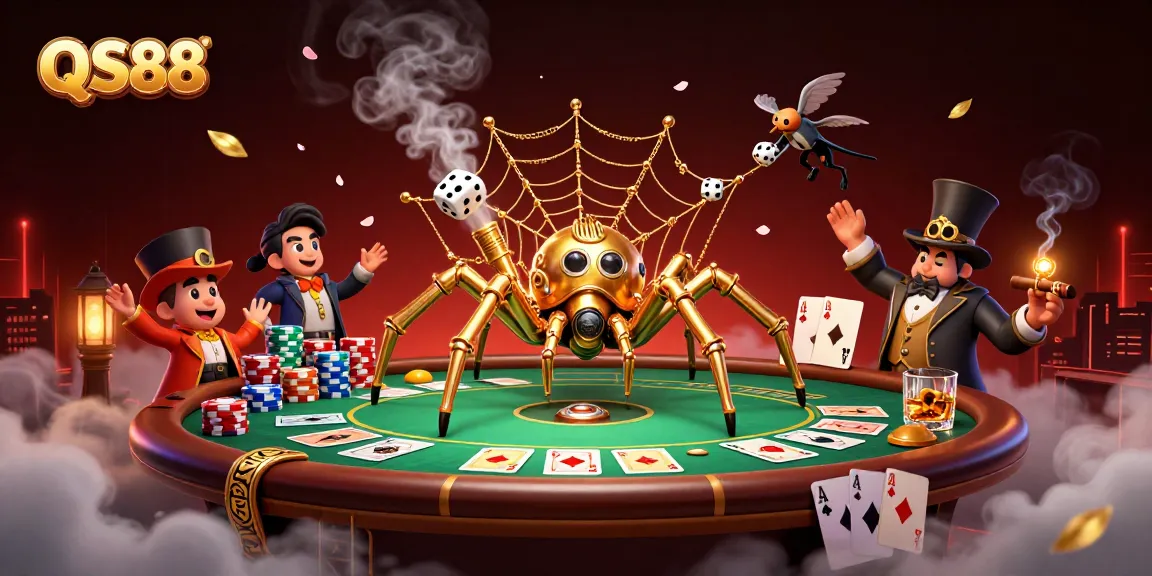 Engage with QS88 by spinning the wins at a vibrant poker table filled with exciting game elements.