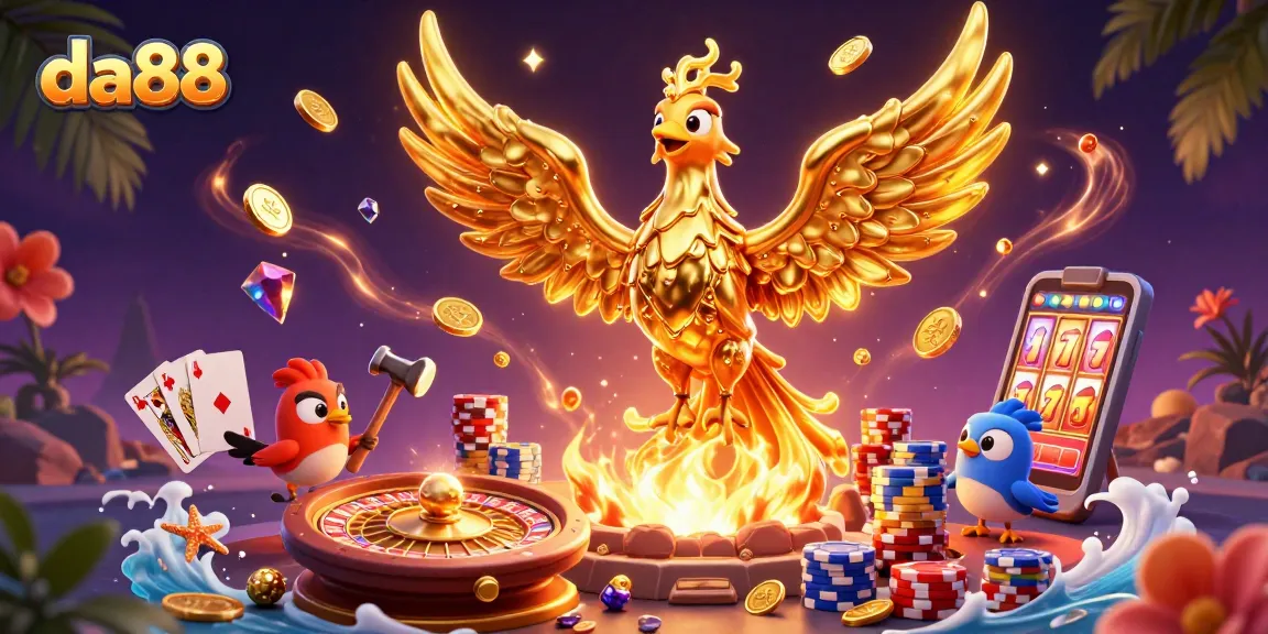 Experience winning thrills in the vibrant da88 casino complete with gold and sparkling gems.