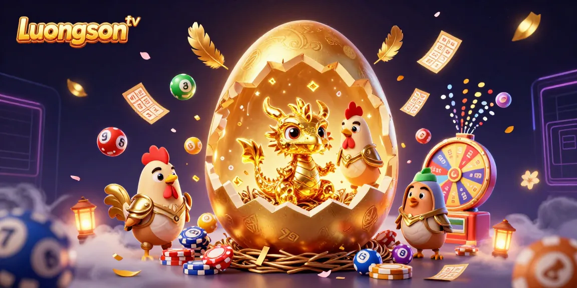 Experience thrilling wins at Luongson tv with vibrant illustrations of golden themes and dynamic gambling elements.