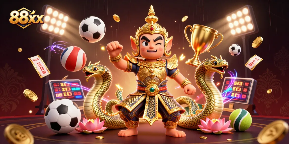 Bet on 88xx with thrilling sports betting excitement, showcasing unique characters and vibrant 3D elements.