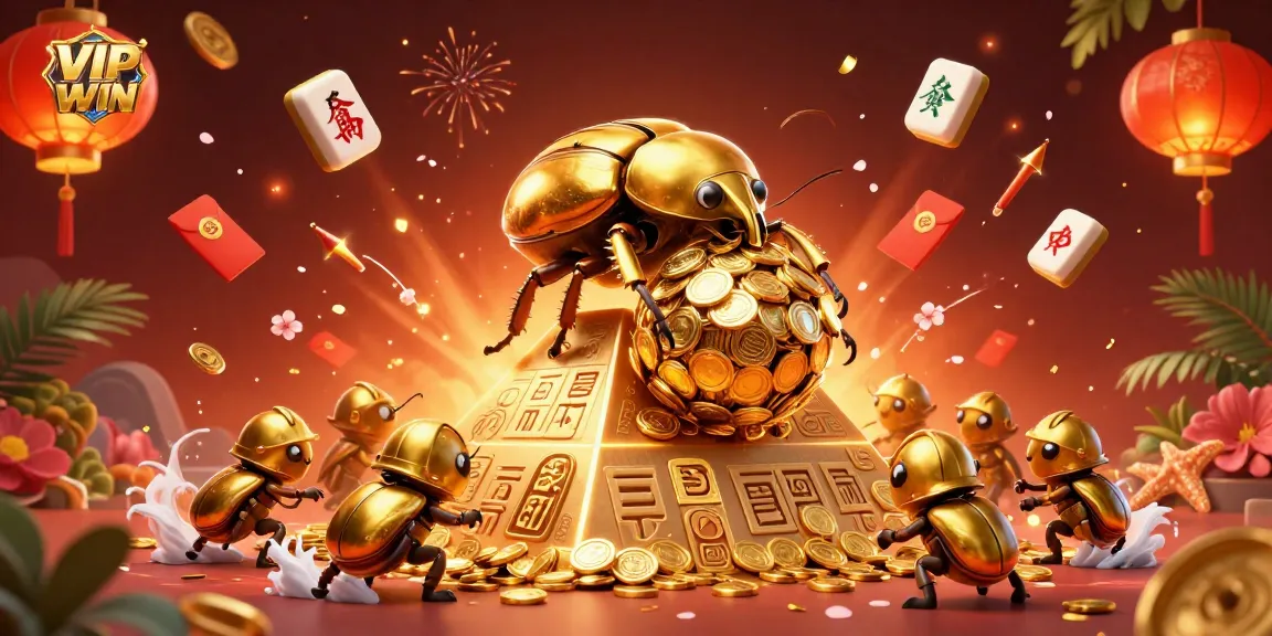 Experience the thrill of VIPWIN with golden coin treasures and vibrant casino symbols in action.
