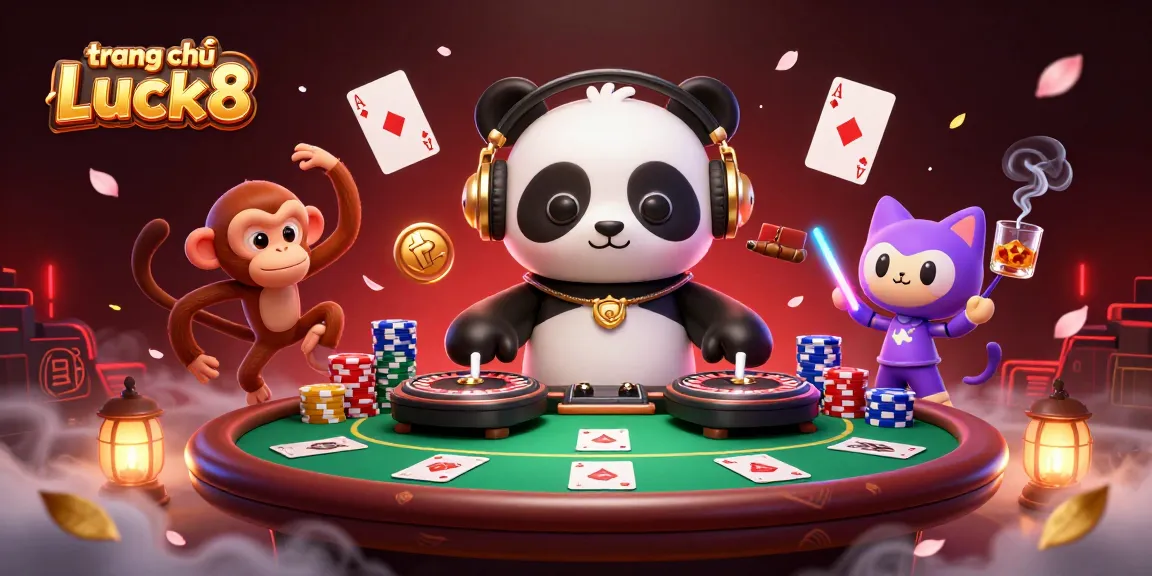 Experience the excitement of trang chủ Luck8 with vibrant gaming characters in a lively casino scene.