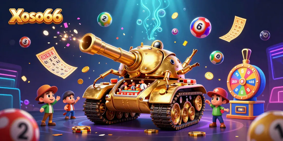 Xoso66 offers an exciting lottery experience, featuring energetic characters within a vibrant casino environment.