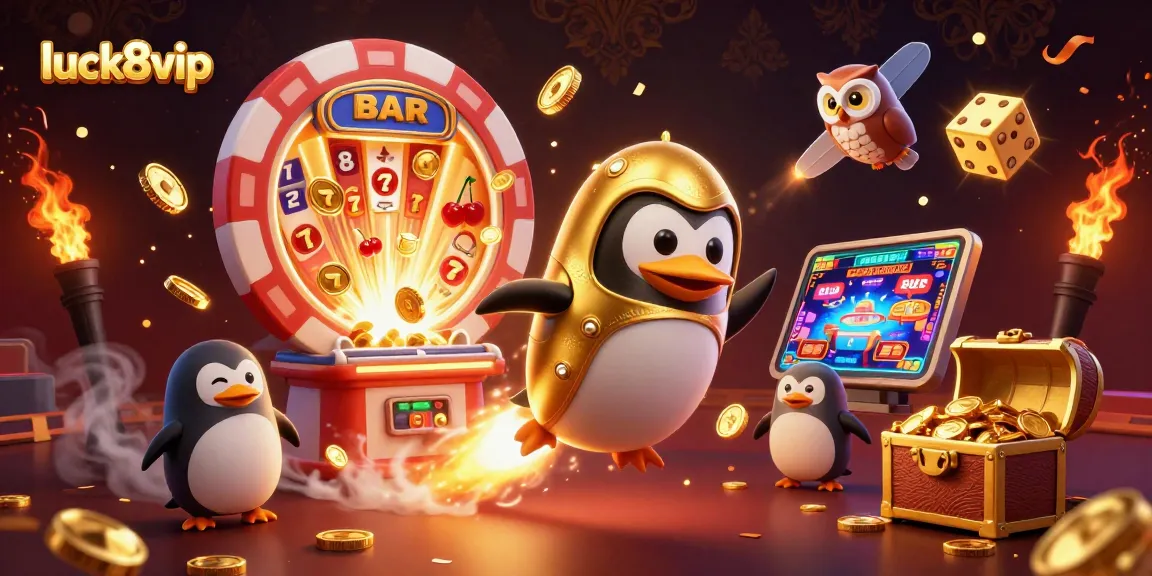 Join the luck8vip adventure with the golden penguin in the dynamic casino universe.