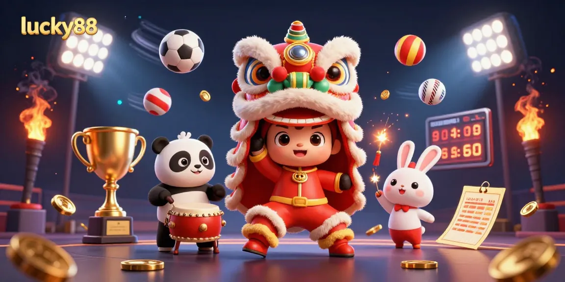 Experience thrilling lucky88 gameplay with an energetic lion dance and dynamic sports elements.