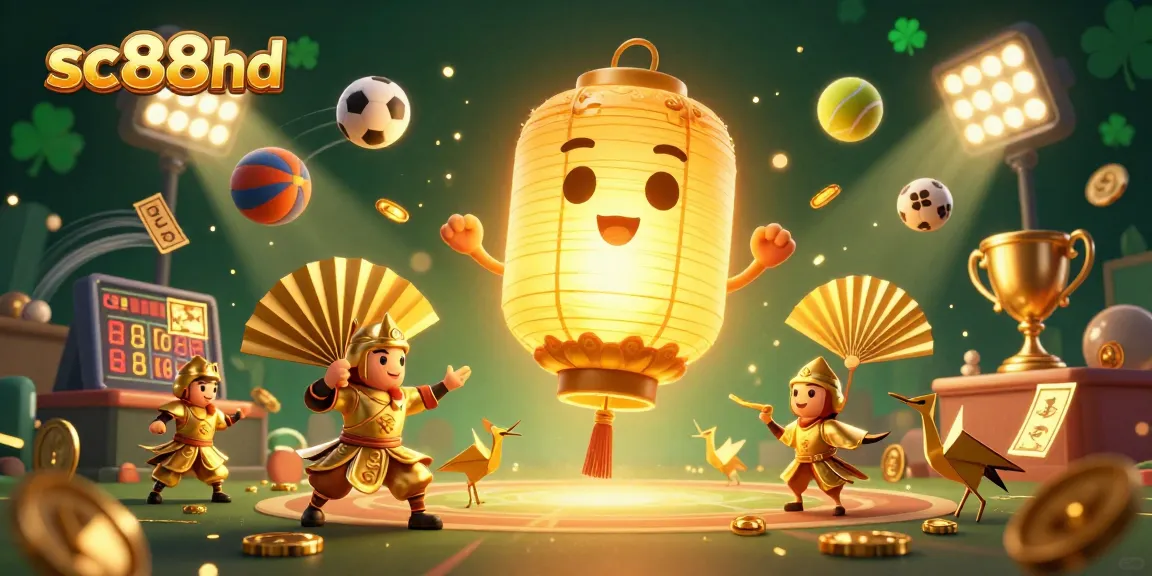 Capture winning moments with sc88hd featured in an energetic casino scene filled with sports elements and lucky symbols.