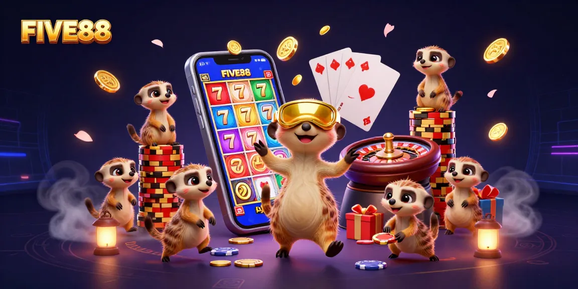 Engage with exciting FIVE88 casino action as meerkats operate a vibrant gaming scene.